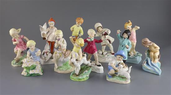 A set of twelve Royal Worcester figures of the Months, modelled by F.G. Doughty, tallest 19cm